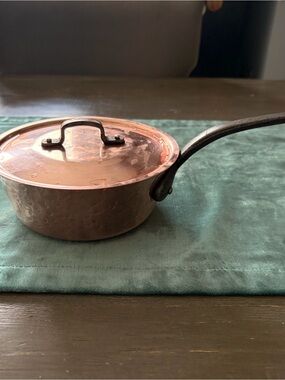 Franch Copper Saucepan with Lid - Copper Finish